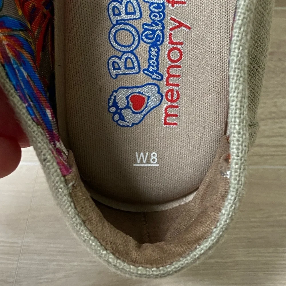 BOBS by Sketchers / Taupe Espadrille Wedge Slip On Shoes Size 8W
